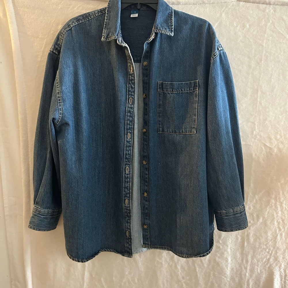 Old Navy Blue Denim Button Down Shirt